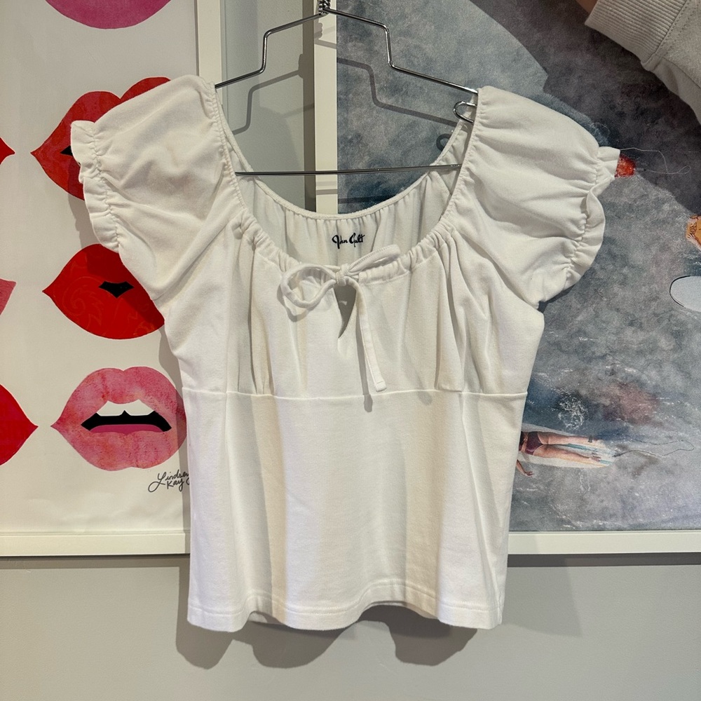 Brandy Melville John Galt white babydoll tie top